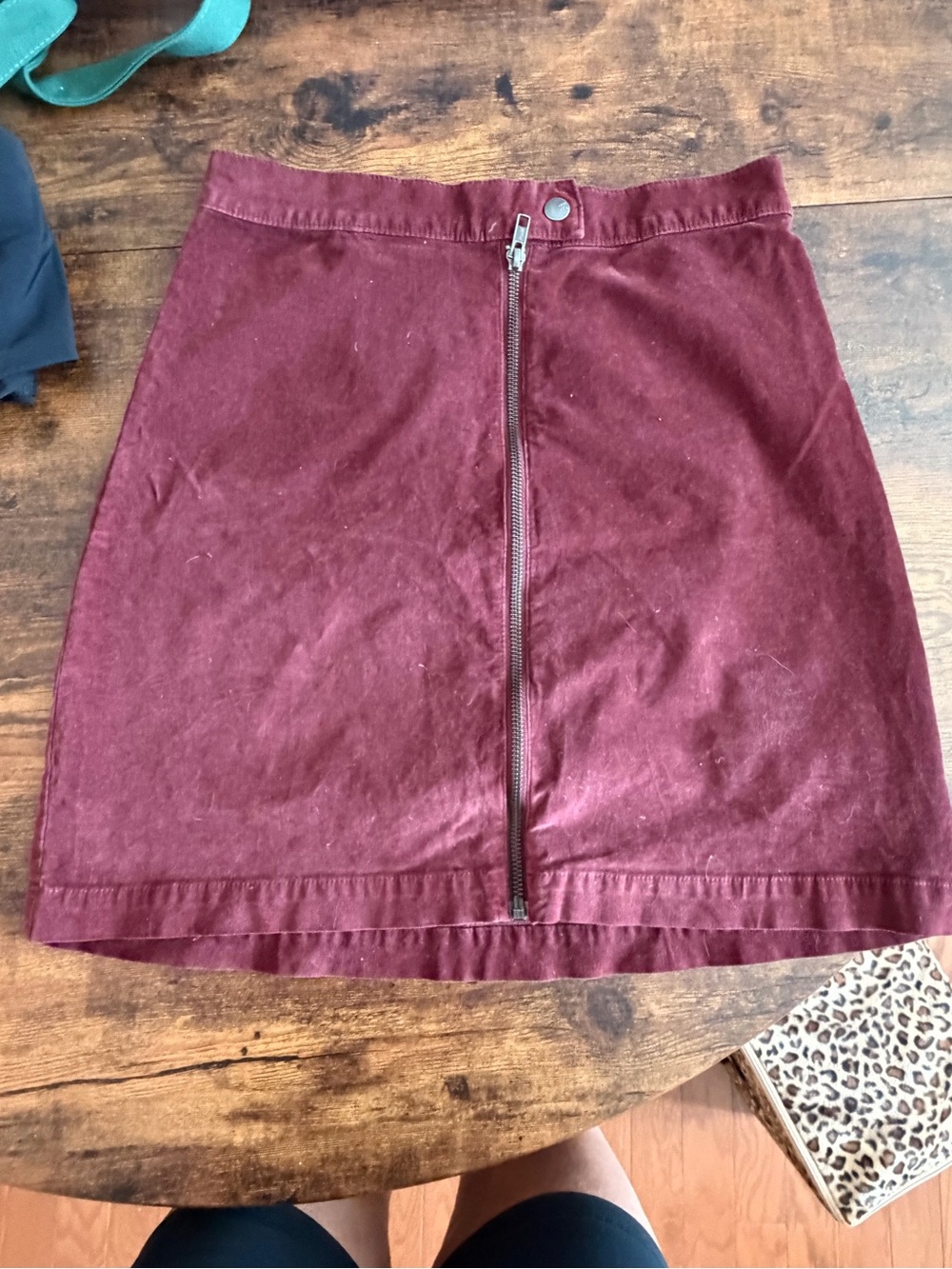 Madewell Wine Zip-Front Mini Skirt